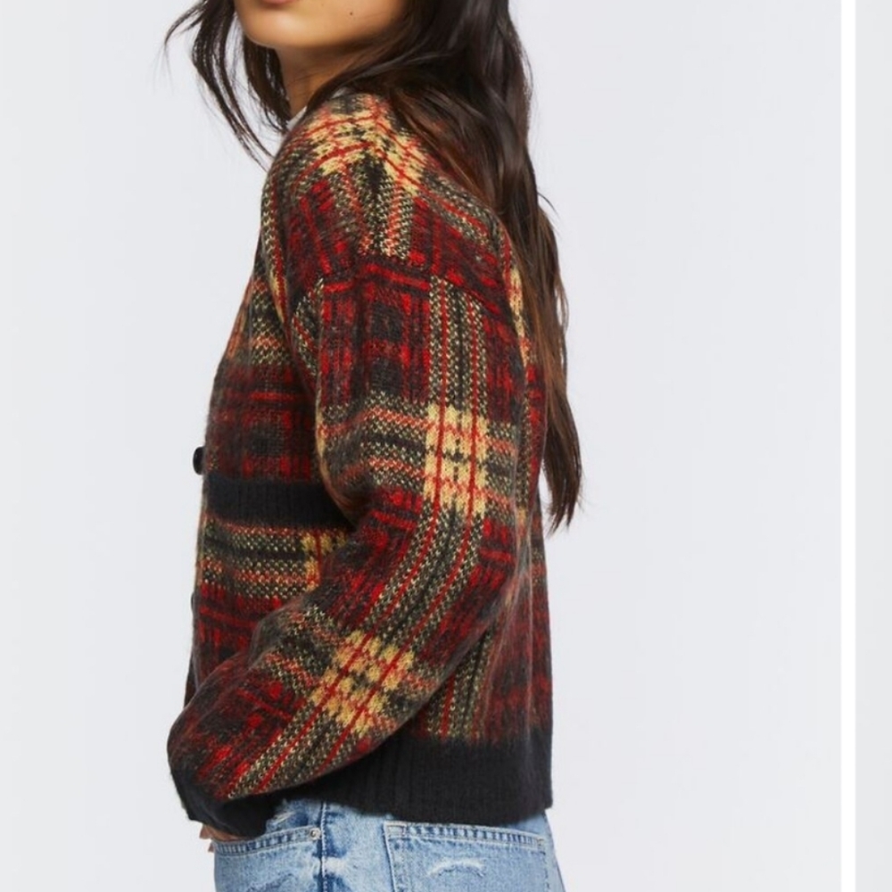 FOREVER 21 Plaid Cardigan Sweater, Size S - Picture 4 of 15